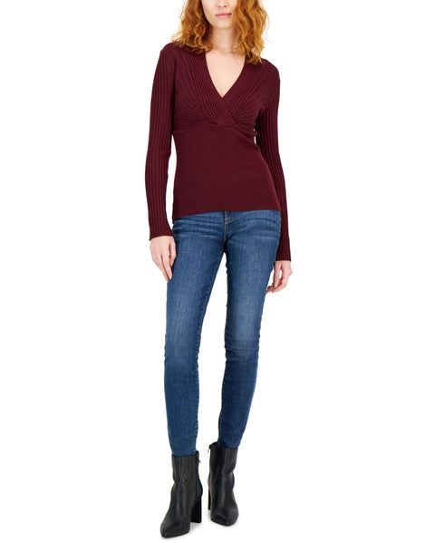 International Concepts Womens Ribbed Surplice Pullover Sweater